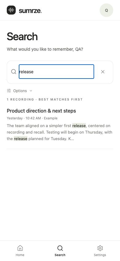 sumrze word search finding a matching example recording
